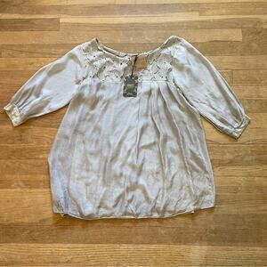 NWT Amanti 100% silk 3/4 sleeve blouse shirt top size small S b25